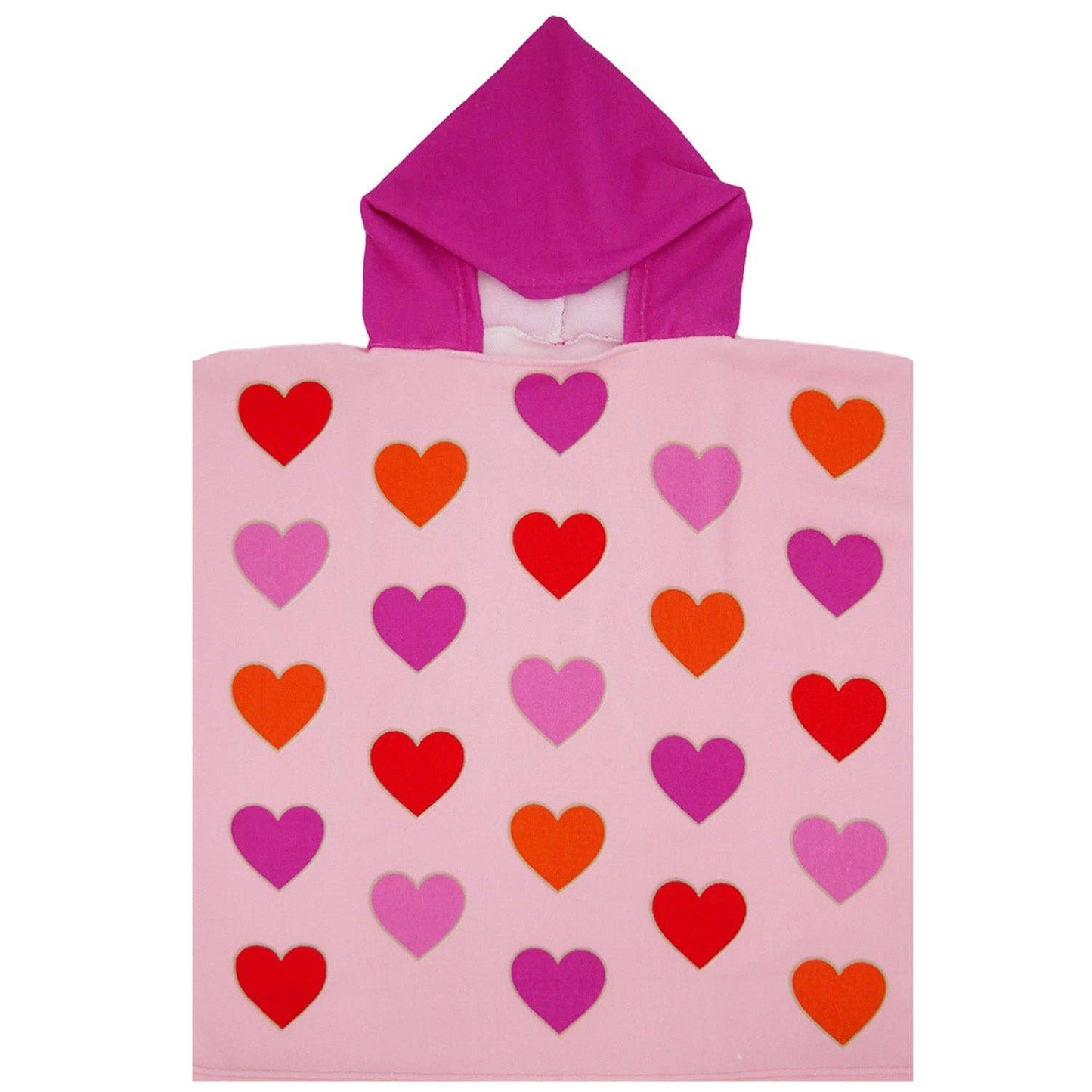 Kids poncho microfiber Pink 60x60 250g/m² - Poncho Cœurs