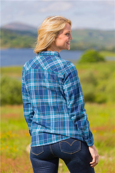 Chemise FLANELLE Femme Lee Valley Ireland couleur BLEUE