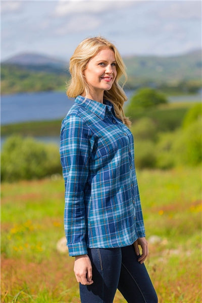 Chemise FLANELLE Femme Lee Valley Ireland couleur BLEUE