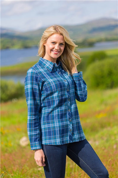 Chemise FLANELLE Femme Lee Valley Ireland couleur BLEUE