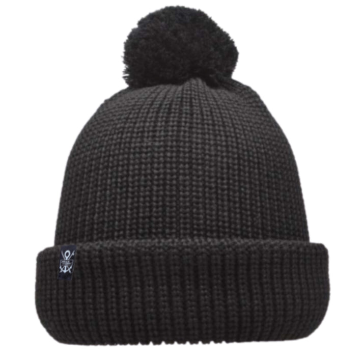 Bonnet 100% Laine MERINOS (avec pompon) fabriqué en Allemagne - GRIS FONCE