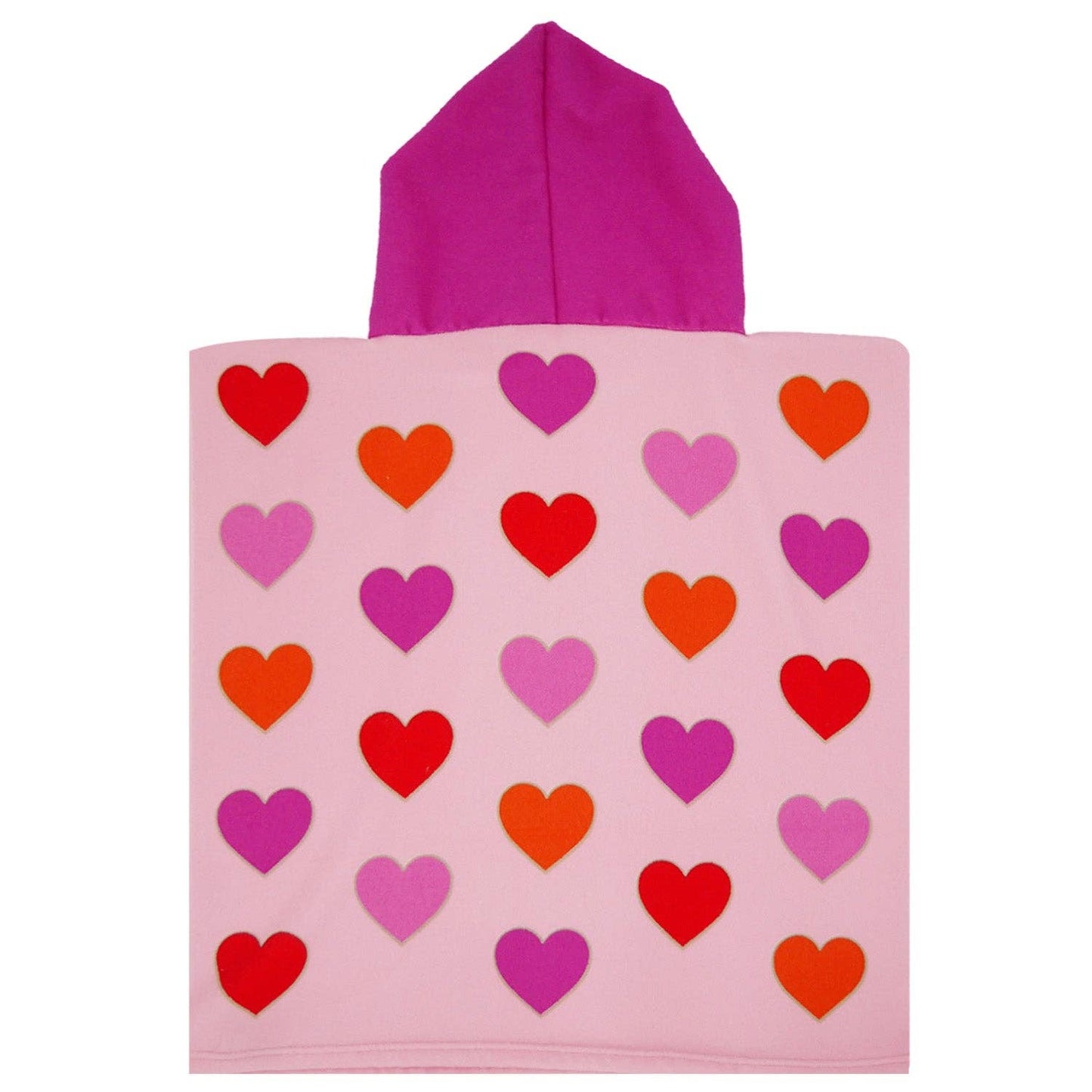 Kids poncho microfiber Pink 60x60 250g/m² - Poncho Cœurs