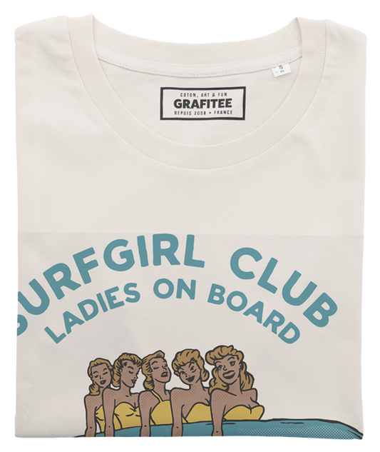 Surfgirl Club T-shirt - Summer surf graphic tee: S