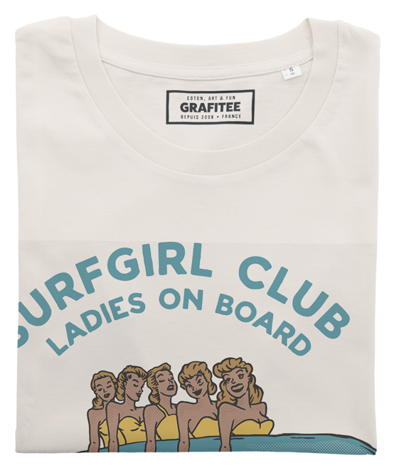 Surfgirl Club T-shirt - Summer surf graphic tee: L