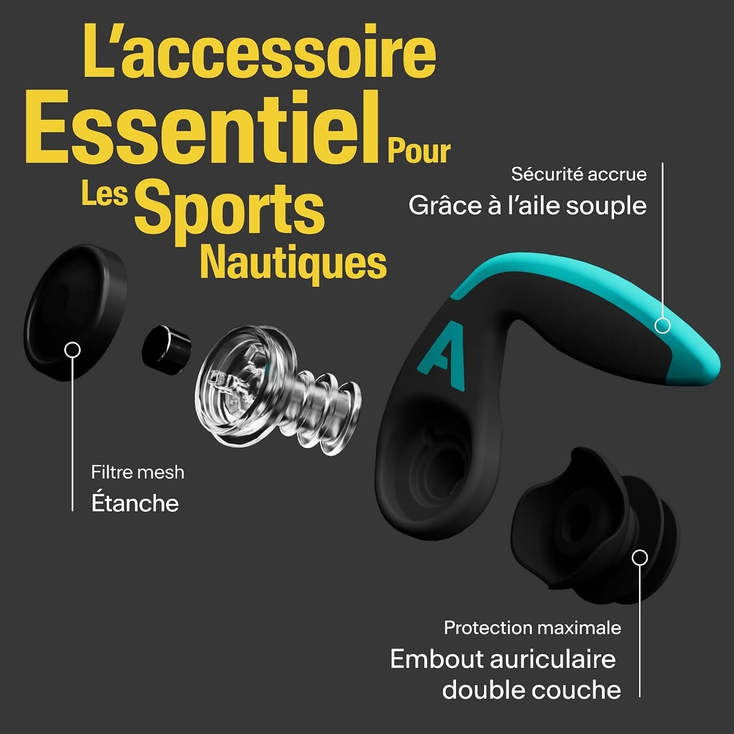 Bouchons d'oreille Alpine WaterSafe Pro Surf taille M+L