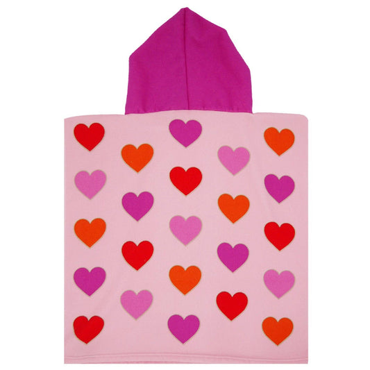 Kids poncho microfiber Pink 60x60 250g/m² - Poncho Cœurs